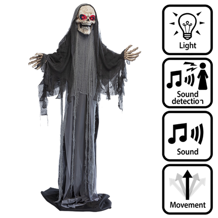 Muñeco esqueleto de la Parca animado que crece de 180 a 215 cm – Halloween