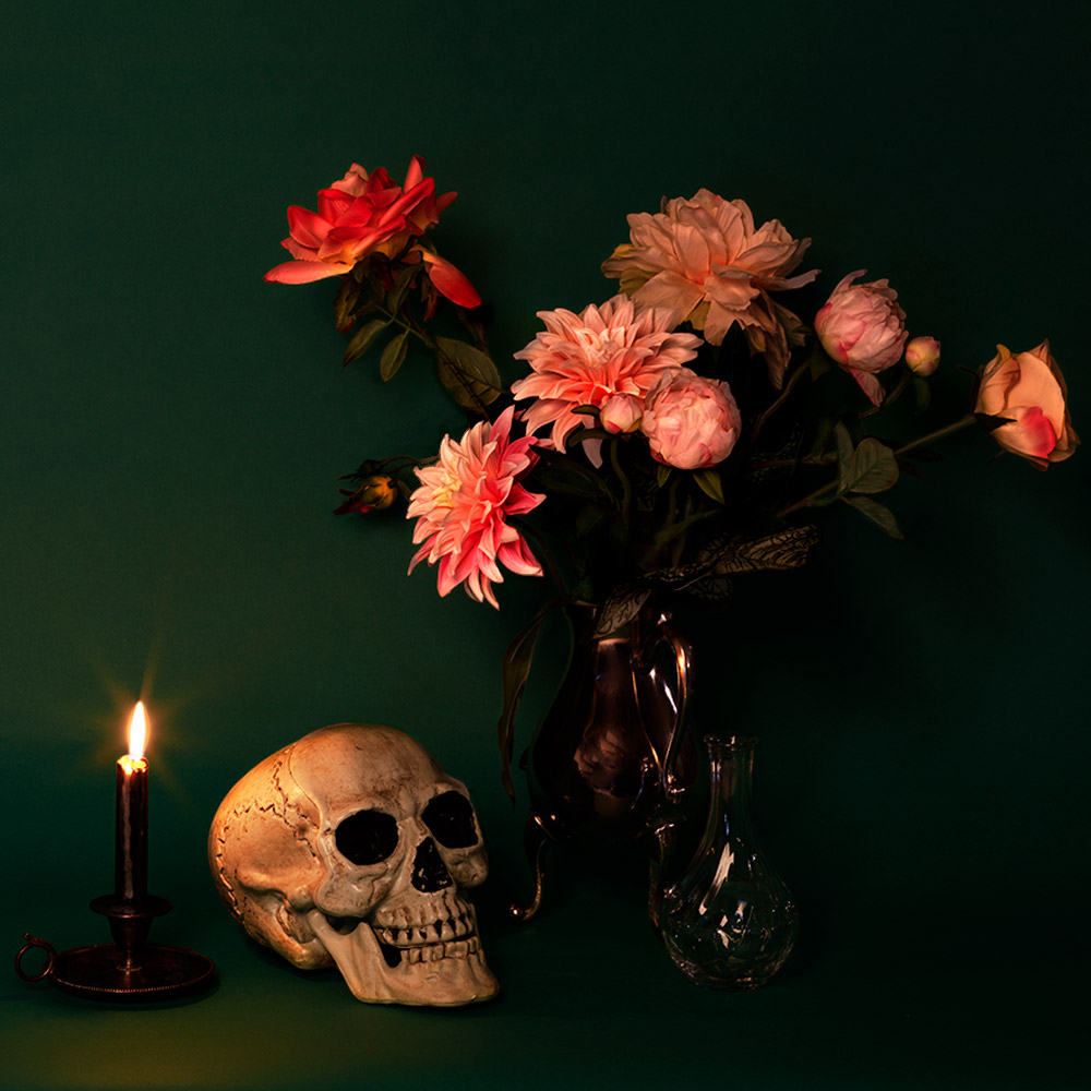 Calavera blanca con mandíbula móvil, 24 cm – Decoración de Halloween