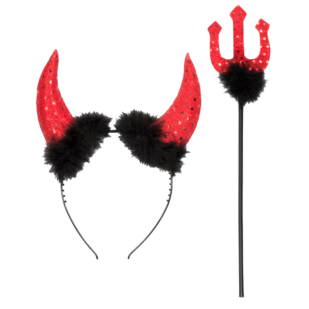Kit de diablo con cuernos y tridente de 40 cm – Disfraz de Halloween