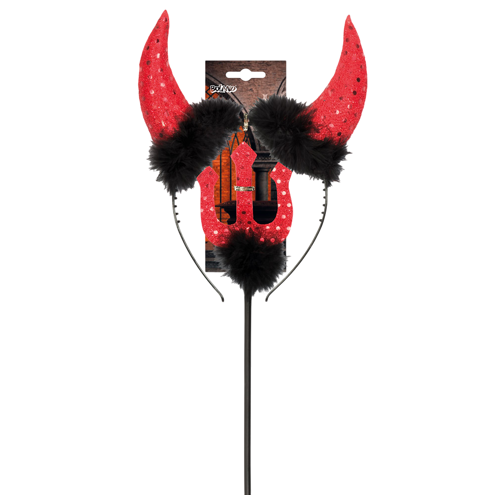 Kit de diablo con cuernos y tridente de 40 cm – Disfraz de Halloween