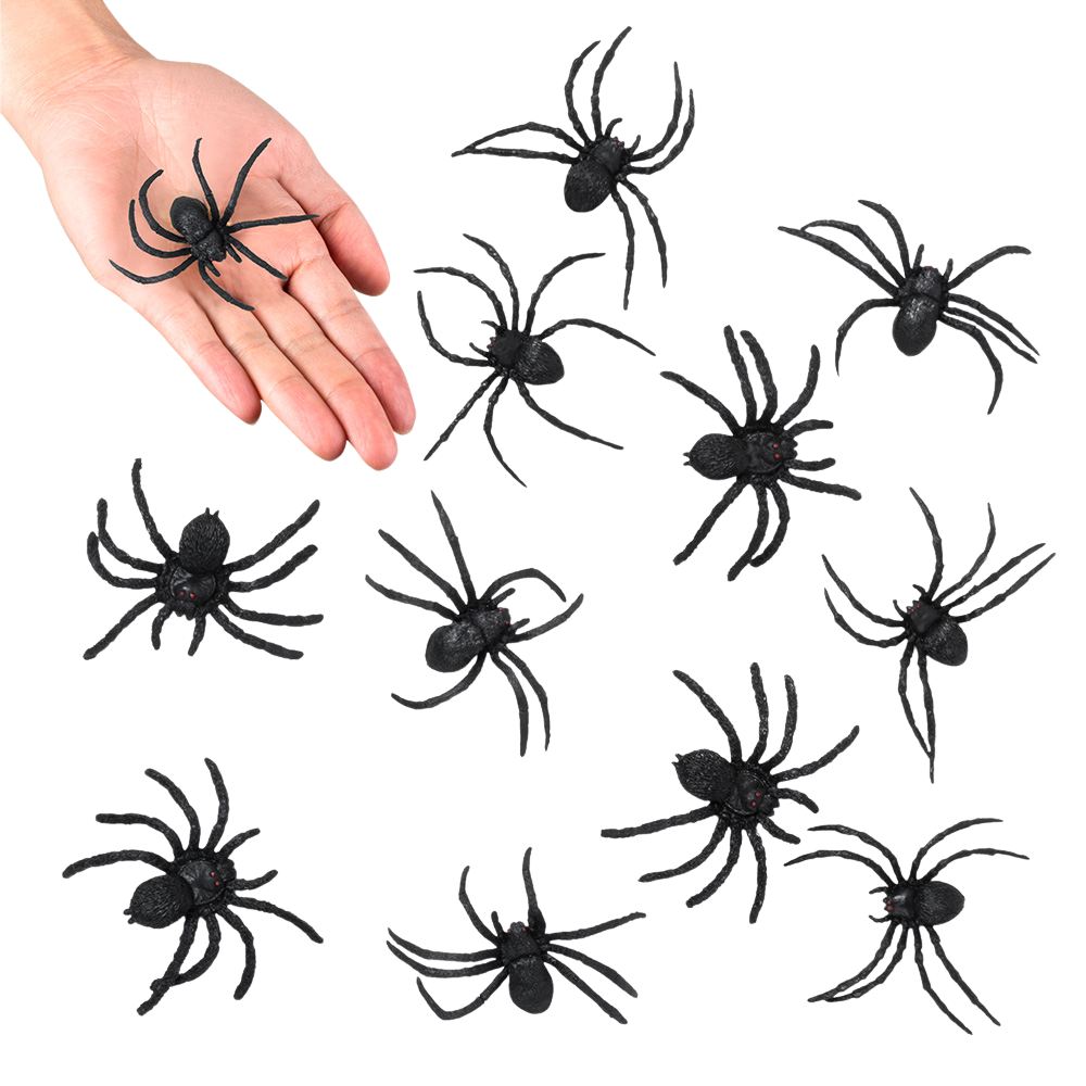 Lote de 12 arañas de 5 x 6 cm – Decoración de Halloween