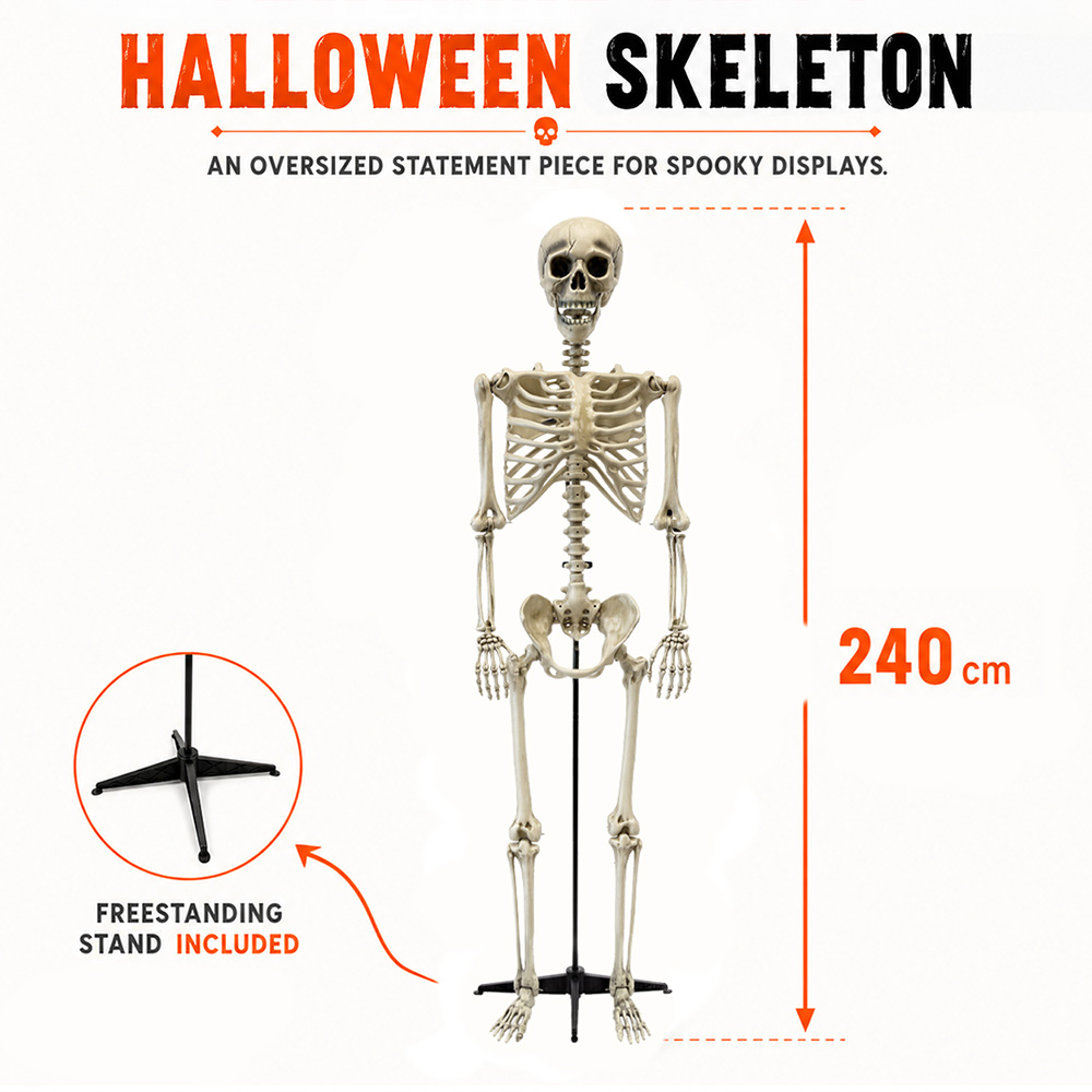Esqueleto gigante de 240 cm – Decoración de Halloween
