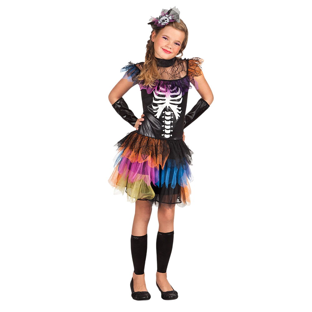 Disfraz de princesa esqueleto para niñas de 7 a 9 años – Halloween