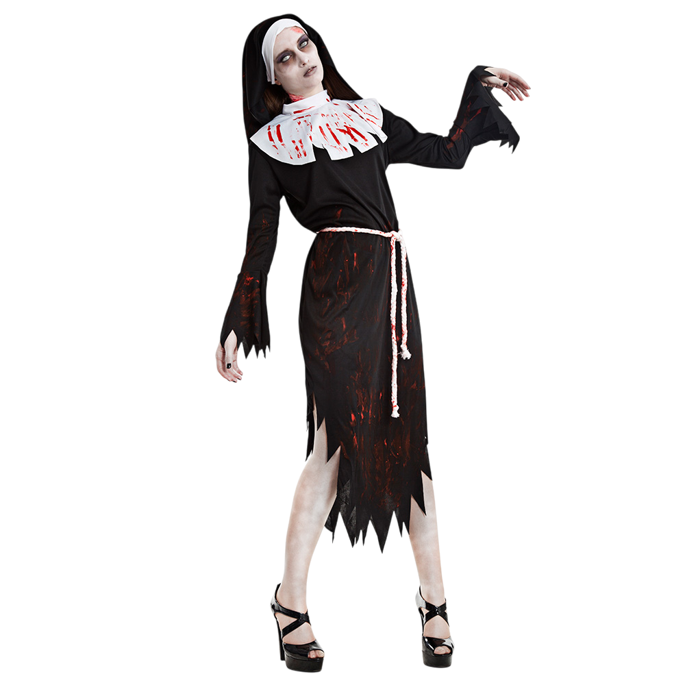 Disfraz de monja zombi para mujer, tallas M/L – Halloween