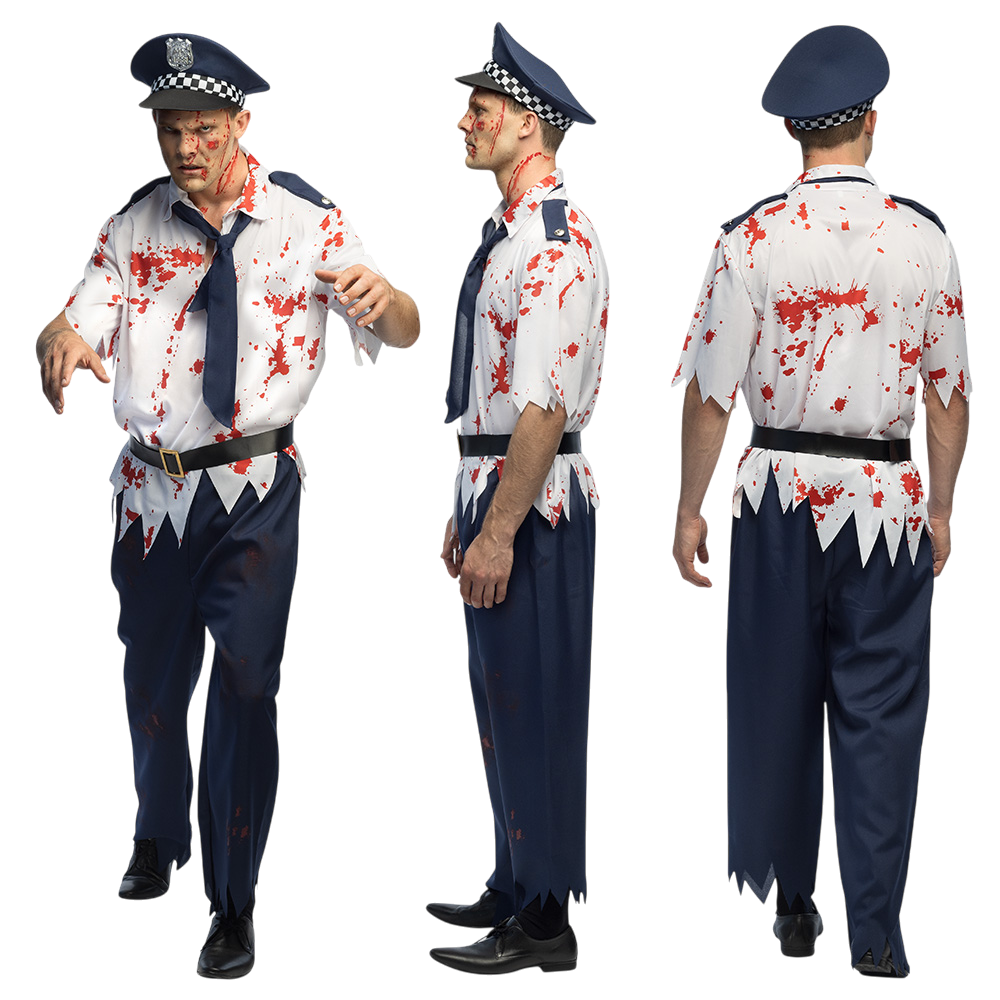 Disfraz de policía zombi para hombre, talla M/L – Halloween