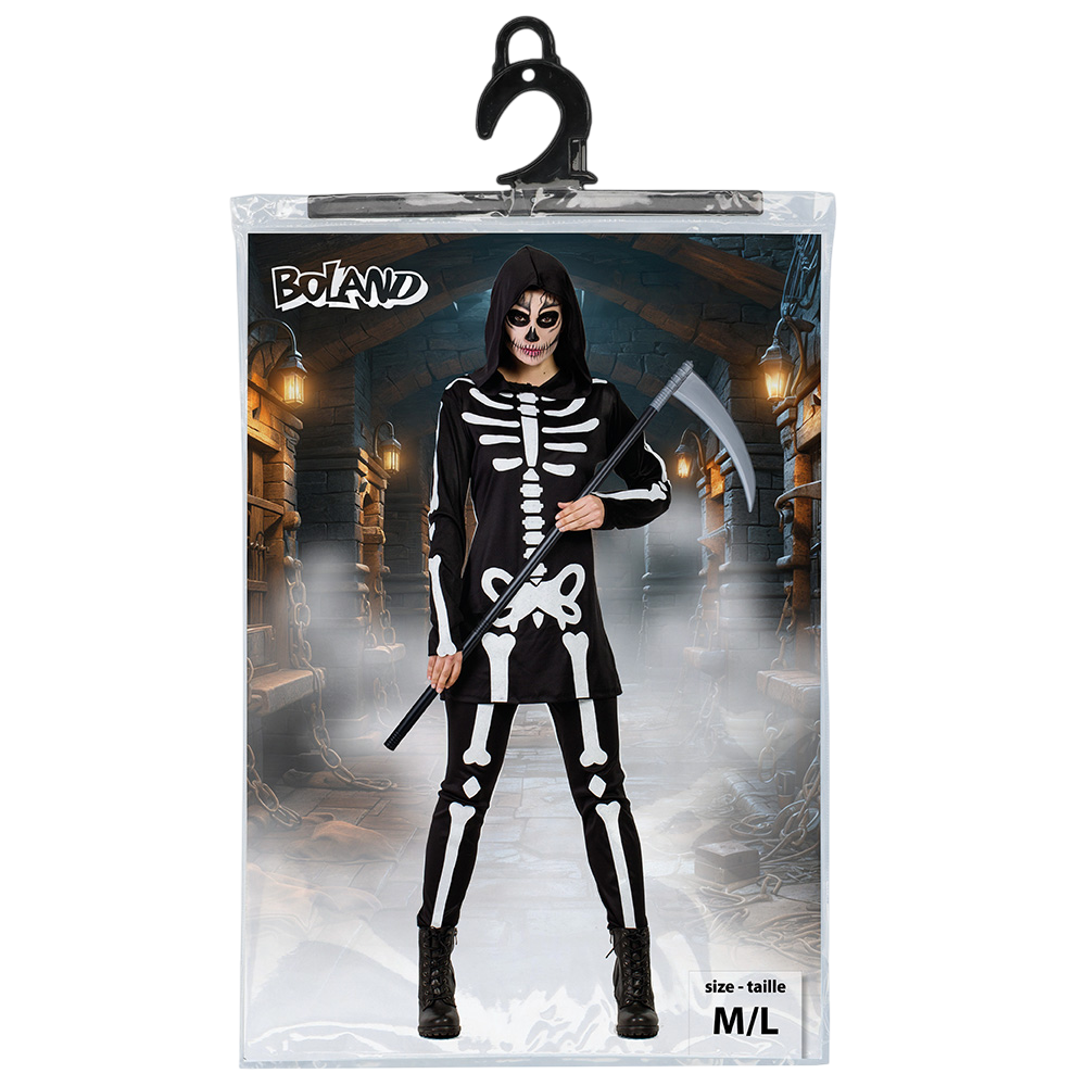 Disfraz de esqueleto para mujer, talla M/L – Halloween