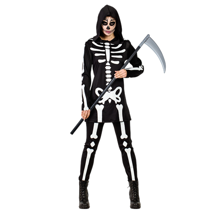 Disfraz de esqueleto para mujer, talla M/L – Halloween