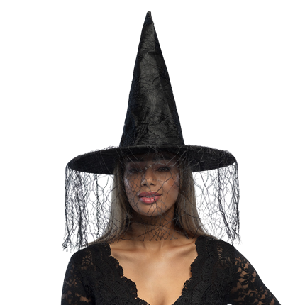 Sombrero de bruja negro – Disfraz de Halloween