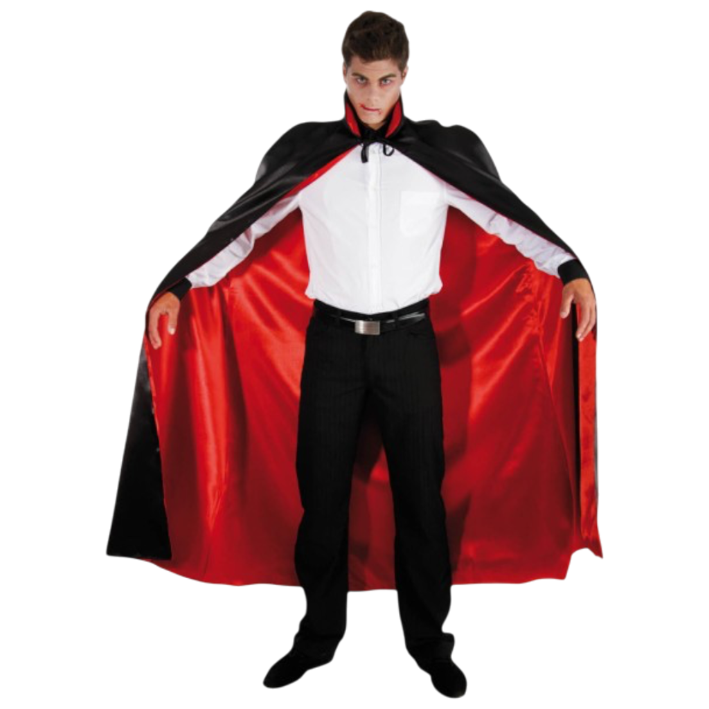 Capa de Drácula roja y negra satinada, 152 cm – Disfraz de vampiro para Halloween
