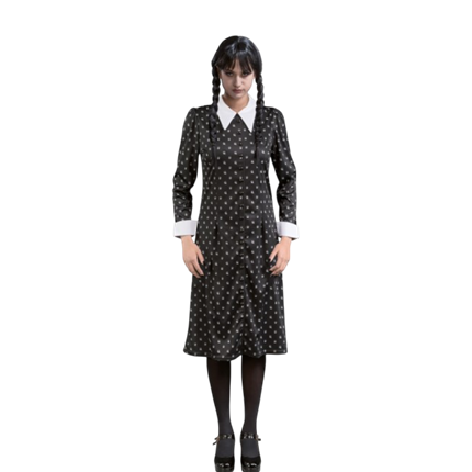 Vestido negro de Mercredi Addams, talla M – Disfraz para mujer