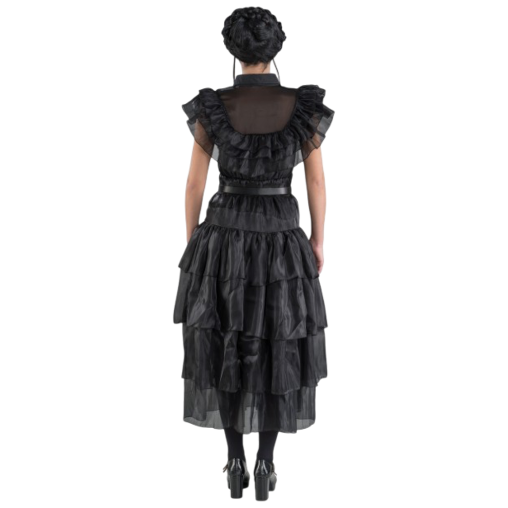 Vestido de gala negro de «Miércoles Addams», de dos piezas, talla S – Disfraz para mujer