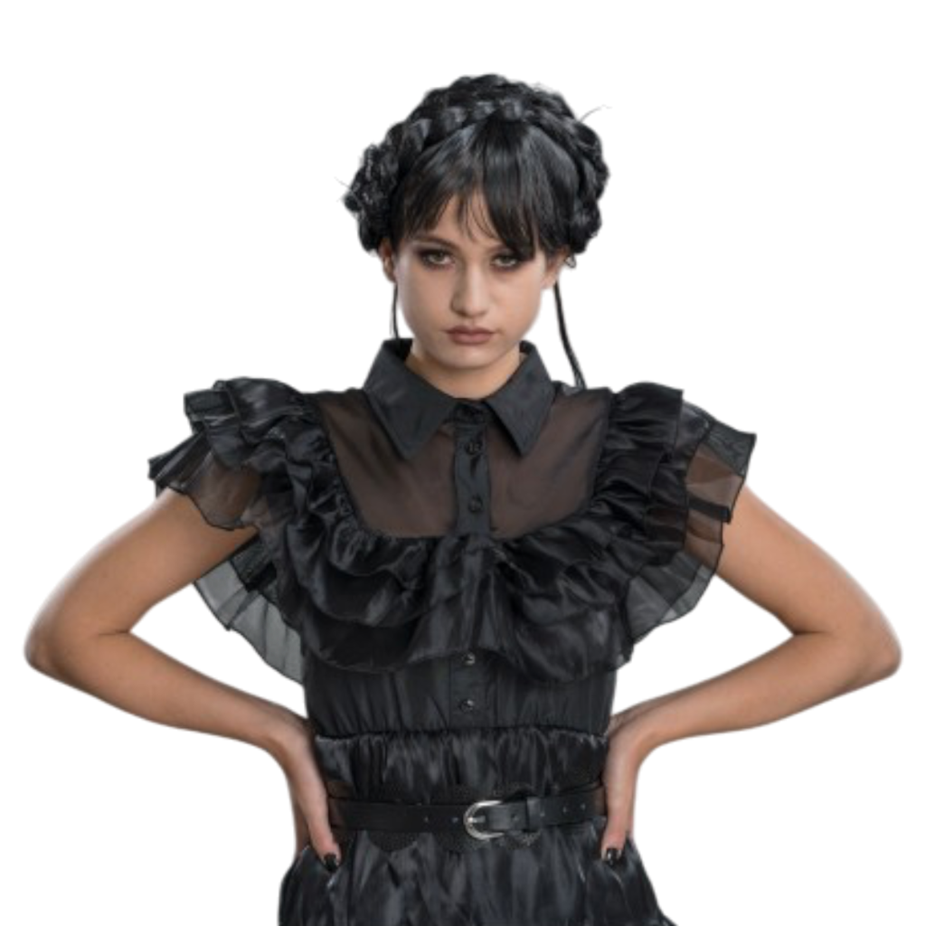 Vestido de gala negro de «Miércoles Addams», de dos piezas, talla S – Disfraz para mujer