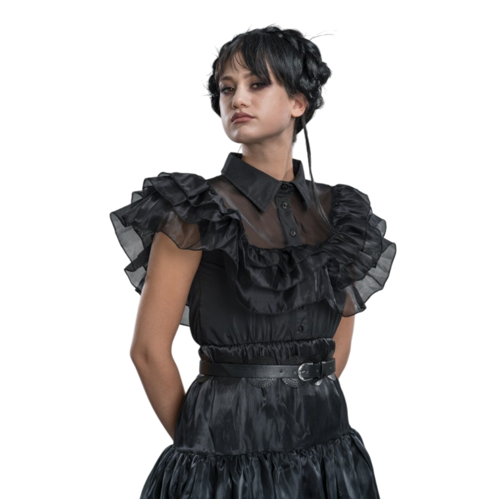 Vestido de gala negro de «Miércoles Addams», de dos piezas, talla M – Disfraz para mujer