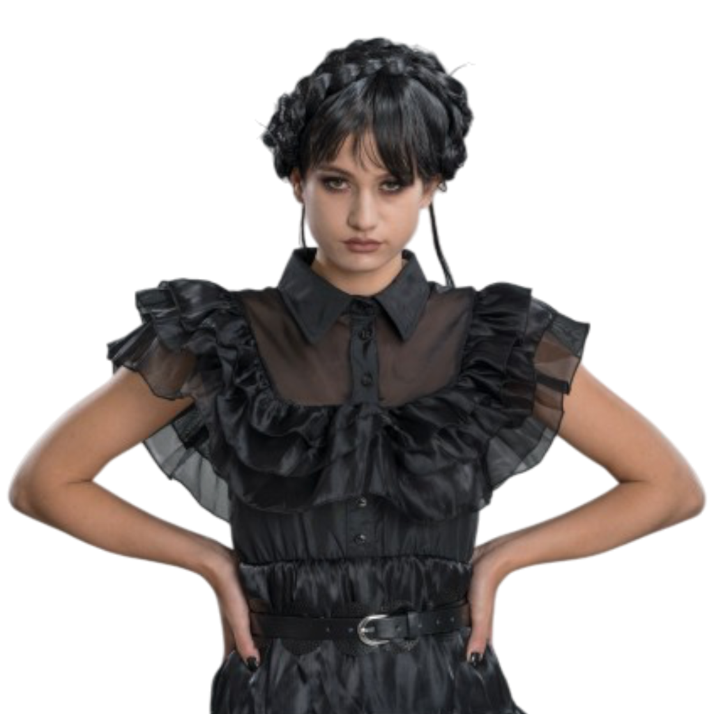 Vestido de gala negro de «Miércoles Addams», de dos piezas, talla M – Disfraz para mujer