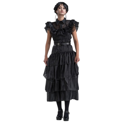 Vestido de gala negro de «Miércoles Addams», de dos piezas, talla M – Disfraz para mujer