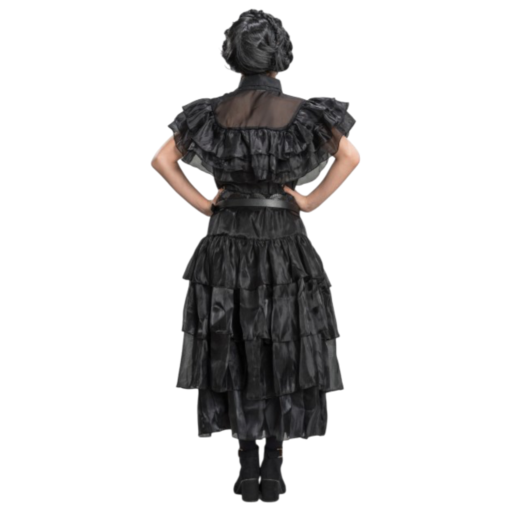 Vestido de gala negro de Mercredi Addams, 140 cm – Disfraz infantil