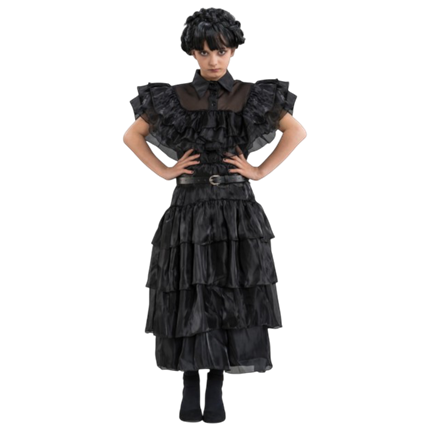 Vestido de gala negro de Miércoles Addams, 152 cm – Disfraz infantil