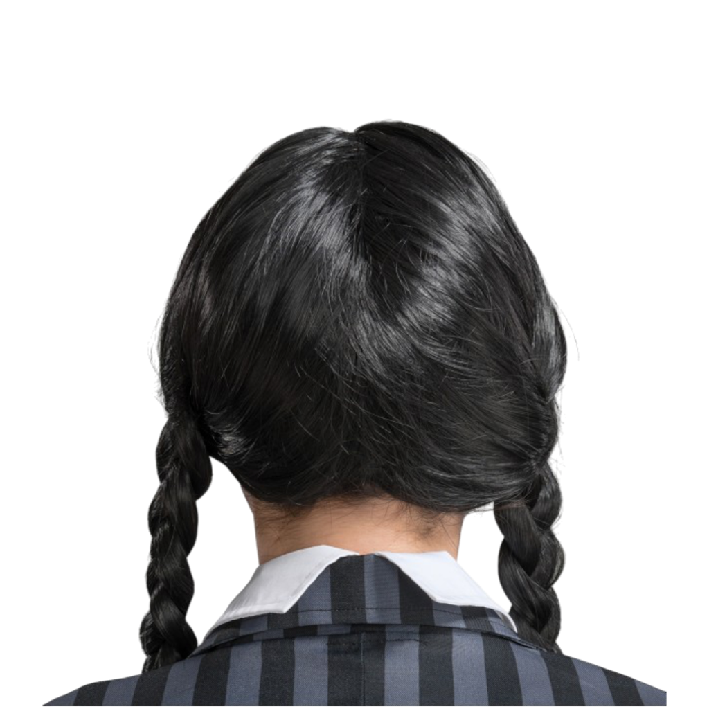 Peluca de Mercredi Addams para adultos – Disfraz de Halloween