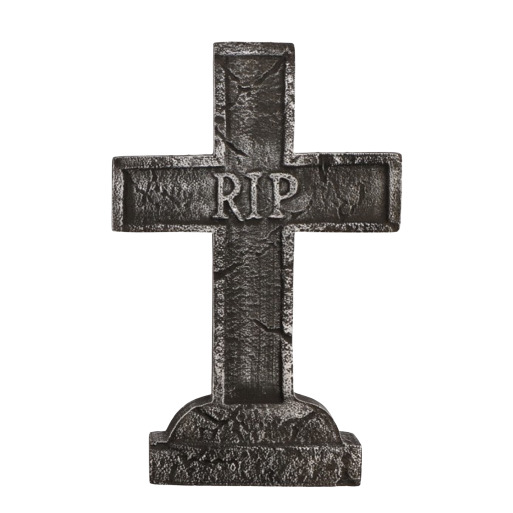 Lápida con cruz «RIP» de 58 cm – Decoración de Halloween