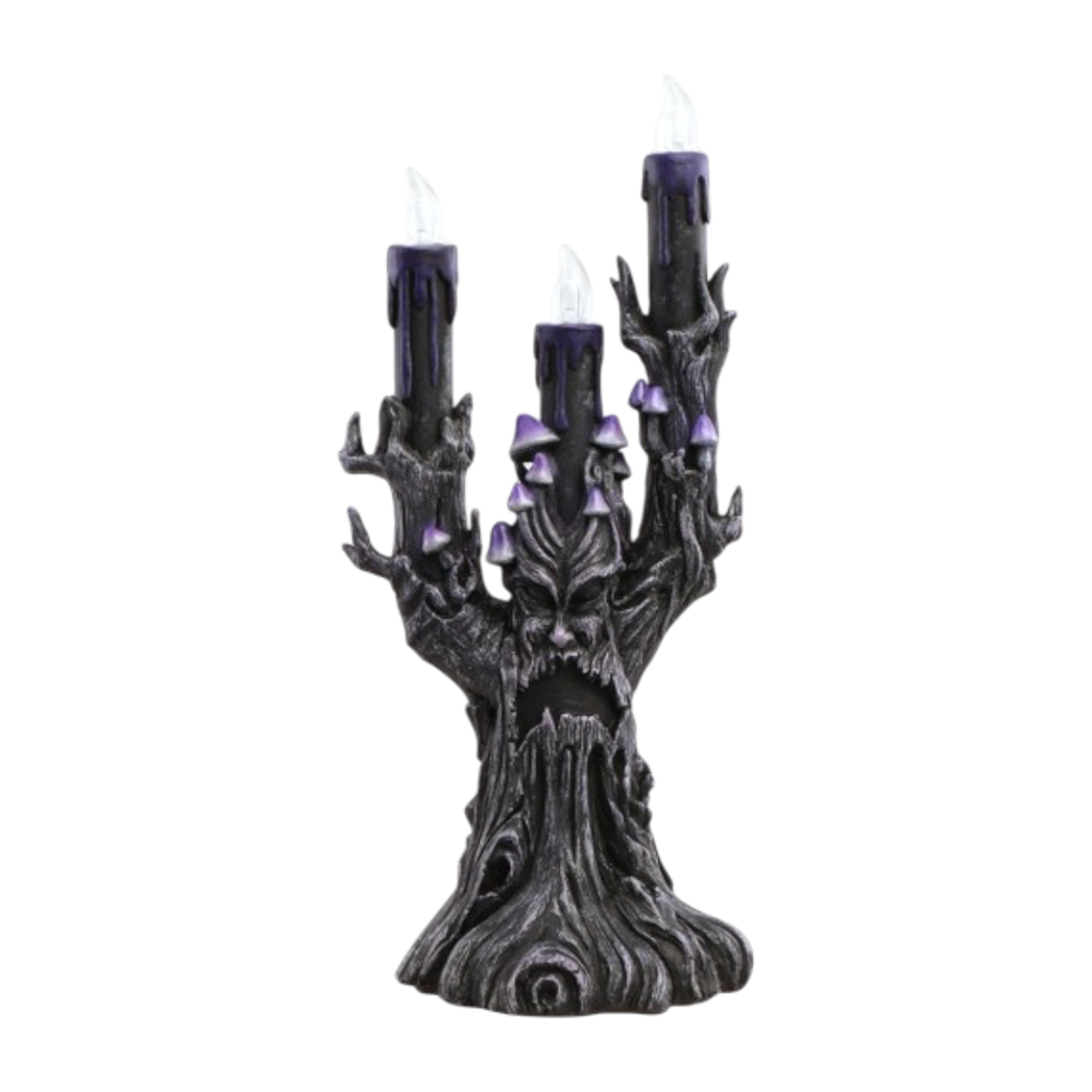 Candelabro «Árbol maléfico» LED morado, 30,5 cm – Decoración de Halloween