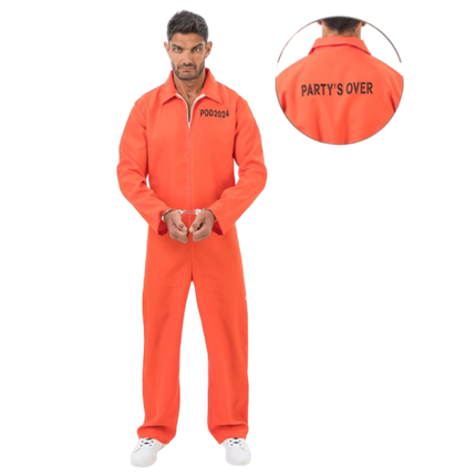 Disfraz de preso naranja de 180 cm – Mono de Halloween
