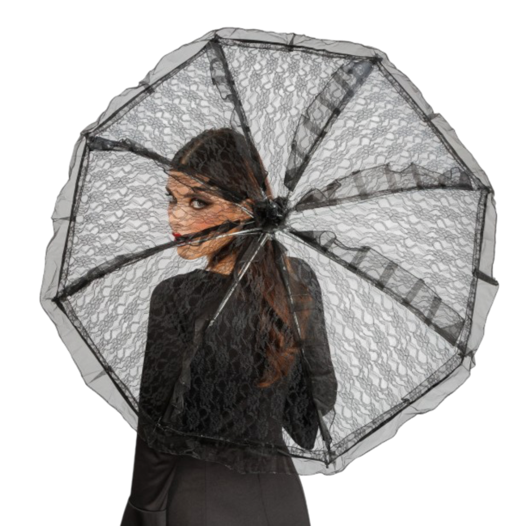 Sombrilla negra de encaje, Ø 90 cm – Accesorio para disfraces