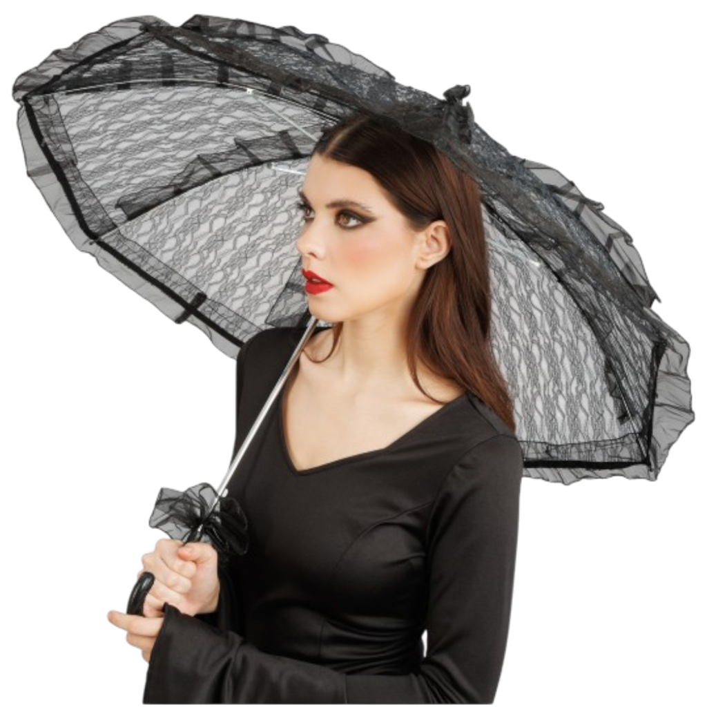 Sombrilla negra de encaje, Ø 90 cm – Accesorio para disfraces