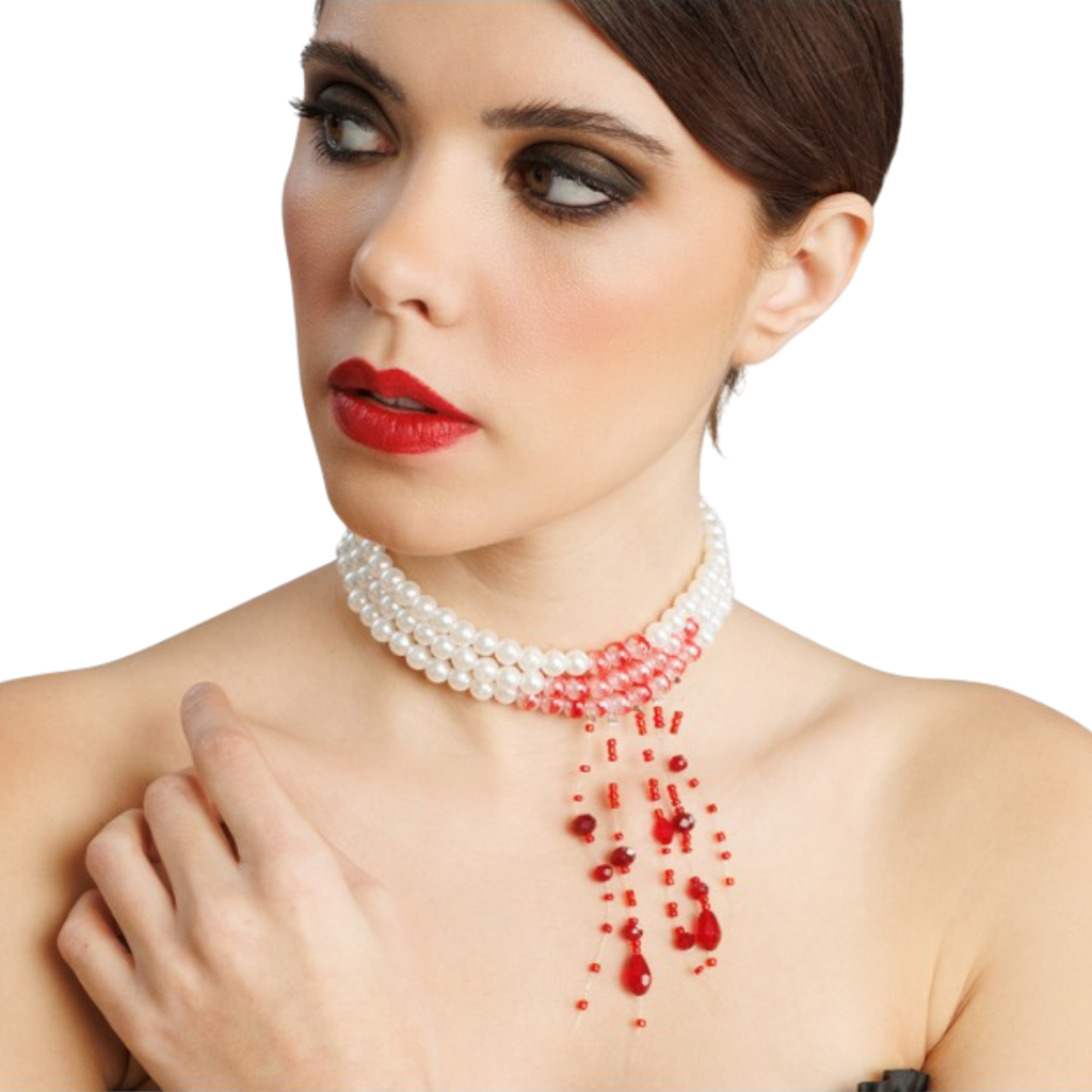 Collar de perlas sangrientas – Joya de Halloween