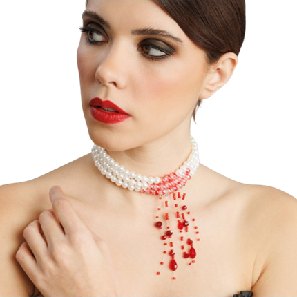 Collar de perlas sangrientas – Joya de Halloween