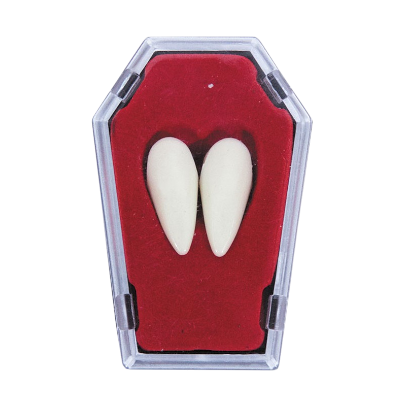 2 colmillos de vampiro con kit de fijación – Accesorio de Halloween