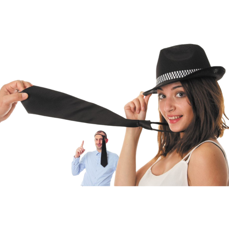 Corbata negra satinada con cremallera – Accesorio para disfraces