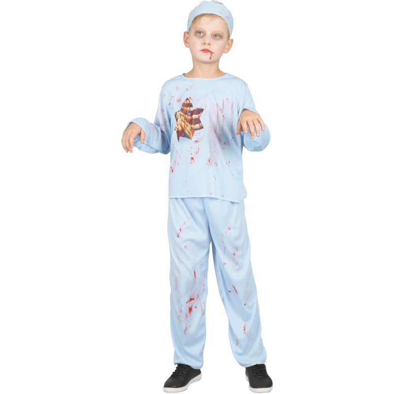 Disfraz de doctor zombi ensangrentado para niños de 7 a 9 años – Halloween