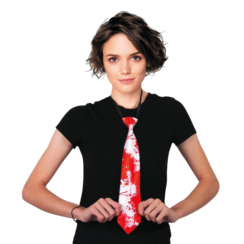 Corbata blanca manchada de sangre – Accesorio de Halloween