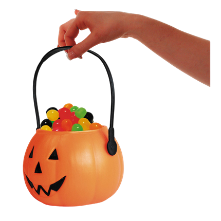 Cubo redondo con forma de calabaza – Cesta para caramelos de Halloween