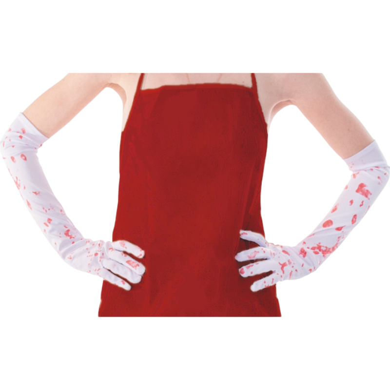 Guantes blancos manchados de sangre – Accesorio de Halloween