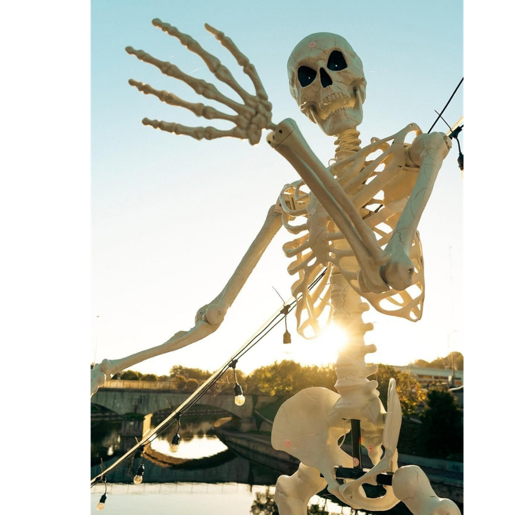 Esqueleto gigante luminoso de 3,18 m – Decoración de Halloween XXL