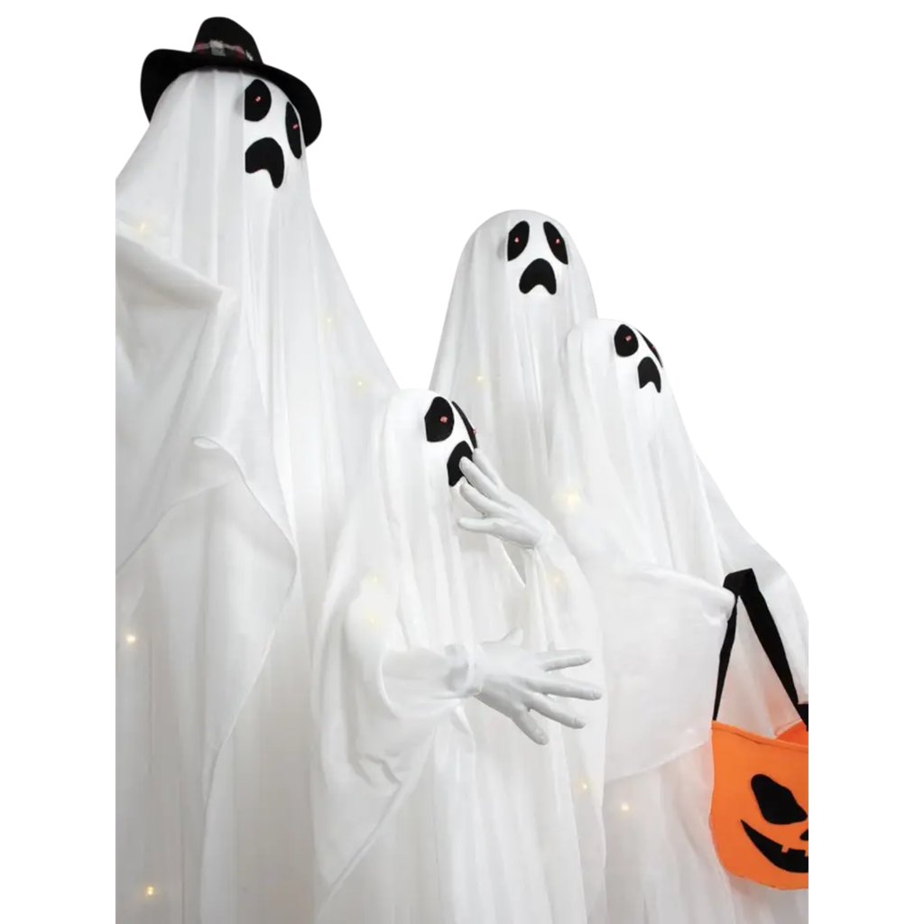 Familia de 4 fantasmas luminosos y sonoros de 160 cm – Decoración de Halloween