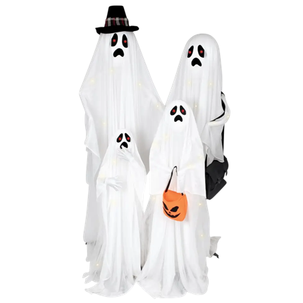 Familia de 4 fantasmas luminosos y sonoros de 160 cm – Decoración de Halloween