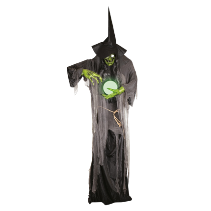 Bruja gigante XXL animada, con luces y sonido, 3,05 m – Decoración de Halloween