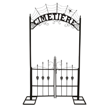 Arco metálico para la entrada de un cementerio, 270 cm – Decoración de Halloween XXL