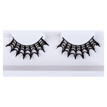 Pestañas postizas autoadhesivas con diseño de tela de araña – Maquillaje de Halloween