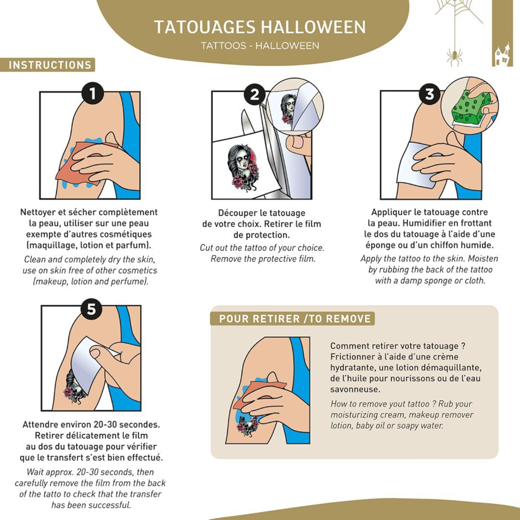 Tatuajes temporales de Halloween – Diseño aleatorio