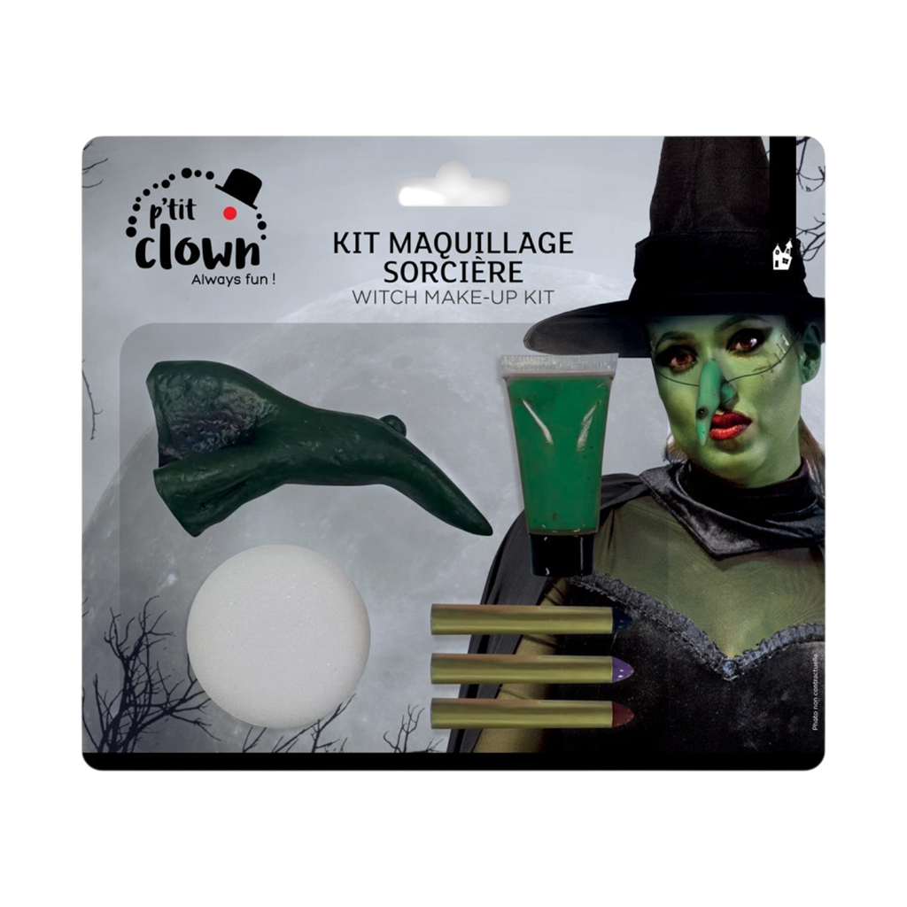Kit de maquillaje de bruja con nariz postiza – Halloween