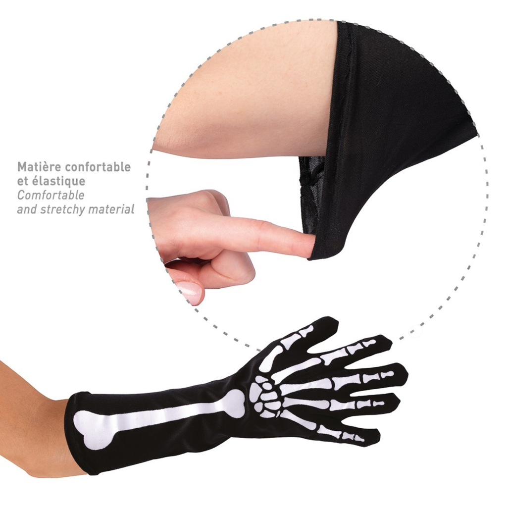 Guantes largos de esqueleto de 37 cm – Accesorio para disfraces de Halloween