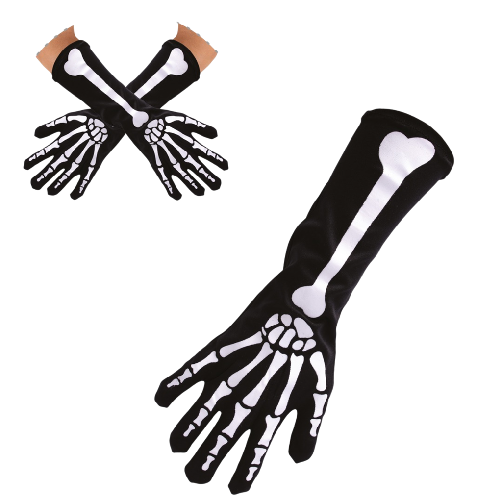 Guantes largos de esqueleto de 37 cm – Accesorio para disfraces de Halloween