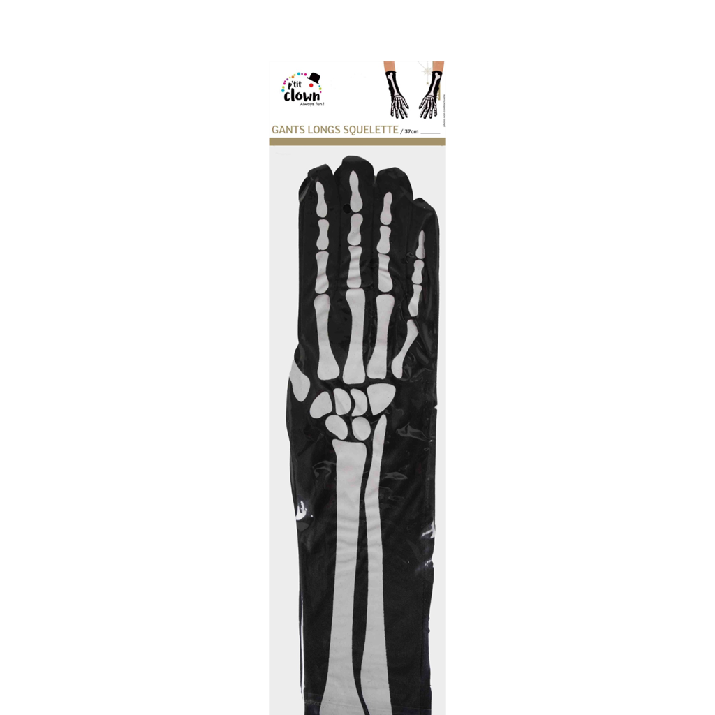 Guantes largos de esqueleto de 37 cm – Accesorio para disfraces de Halloween
