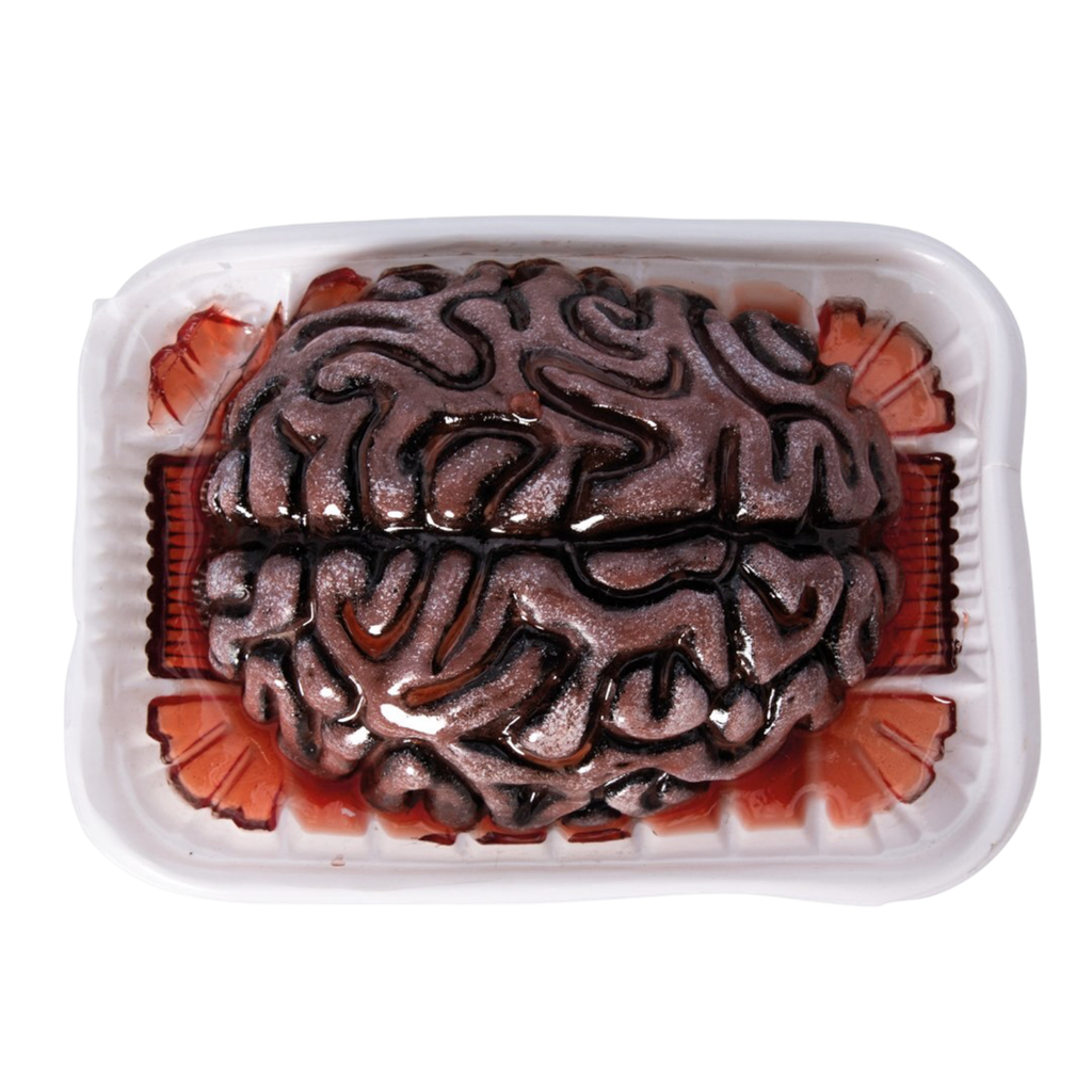 Cerebro ensangrentado en bandeja de 13 cm – Decoración gore de Halloween