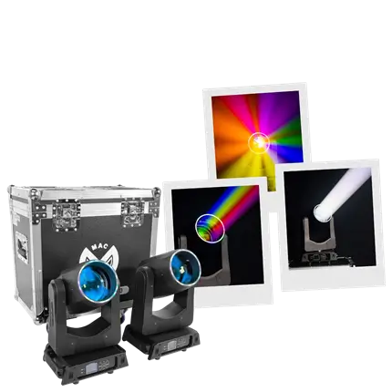 Pack de 2 focos LED Beam de 200 W con maleta de transporte – Mac Mah