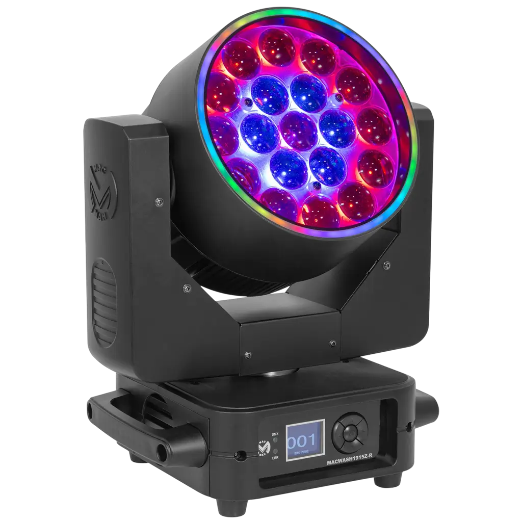 Lira Wash LED RGBW de 19 × 15 W con zoom motorizado – Mac Mah