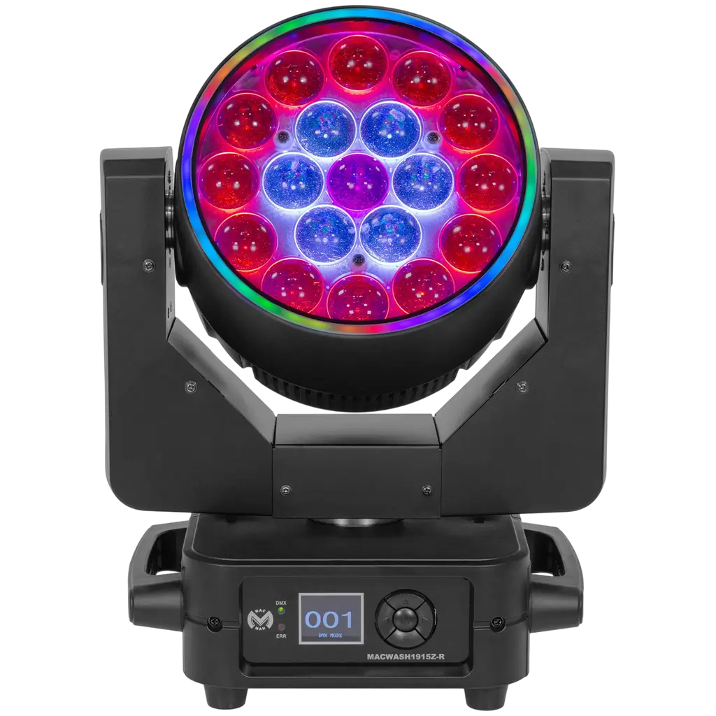 Lira Wash LED RGBW de 19 × 15 W con zoom motorizado – Mac Mah